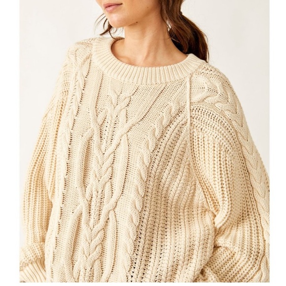 FREE PEOPLE Frankie Cable Sweater / Ivory - Picture 3 of 8
